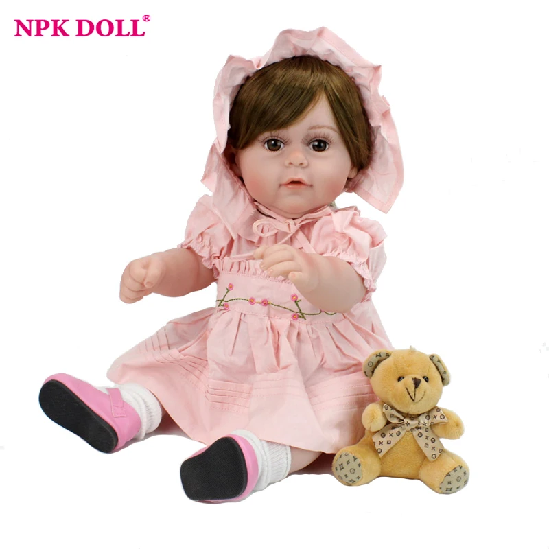

New Reborn Baby Dolls 17 inch 45 cm Girls Birthday Gift Soft Silicone Pink Dress Princess Fashion