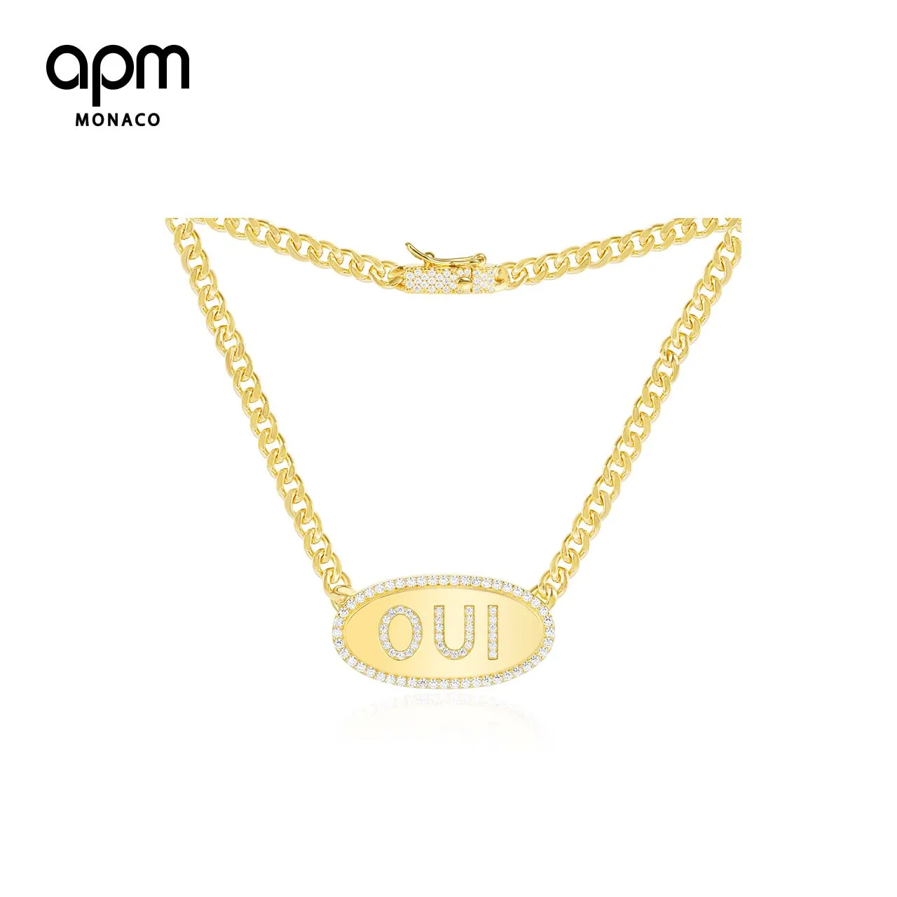 

APM Monaco Genuine AC4638OXY Pop Pendant Gold Necklace Simple Silver