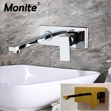 Monite Настенный Водопад кран для ванной комнаты хромированный латунный Носик раковины Смеситель кран Черный позолоченный кран для ванной Monite Настенный Водопад кран для ванной комнаты хромированный латунный Носик раковины Смеситель кран Черный позолоченный кран для ванной