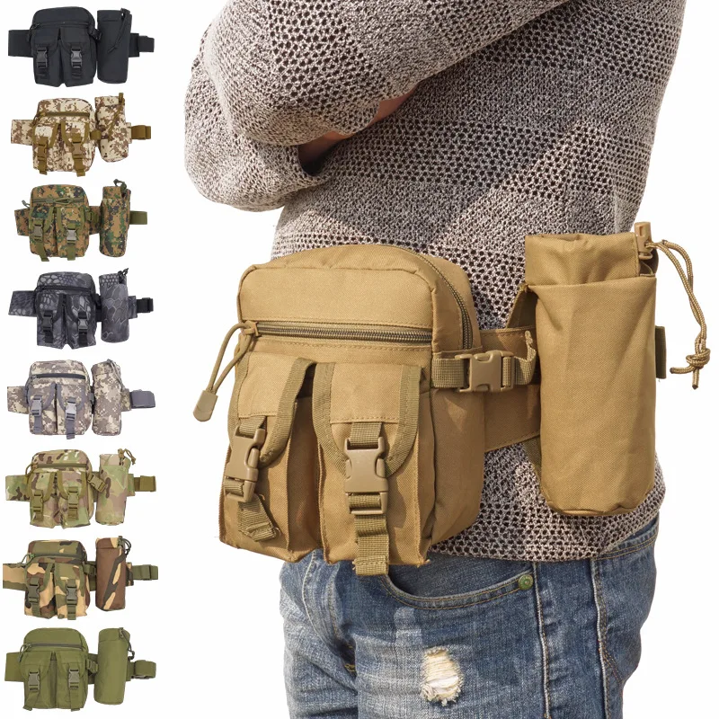 

2 In 1 Outdoor Hunting Military Tactical Waist Bag Waterproof Riding Hiking Pouch Kettle Bag Tactical Military Waist Packs