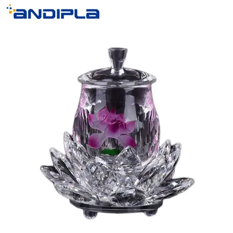 Garrafas de Água Recipiente de Água Copos de Lótus Acessórios de Decoração para Casa Cristal Lótus Benta Budista Suprimentos Sorte Feng Shui