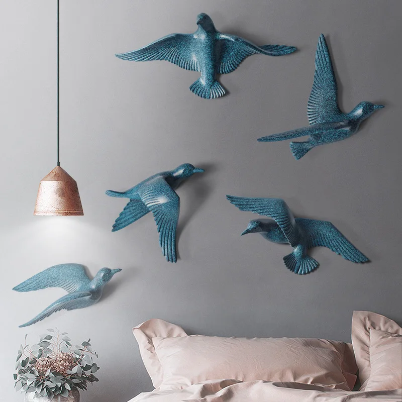 Европейский 3D Настенный декор с птицами из смолы, Настенная Наклейка для дома, гостиной, крыльца, дивана, отеля, телевизора, фоновая роспись, орнамент