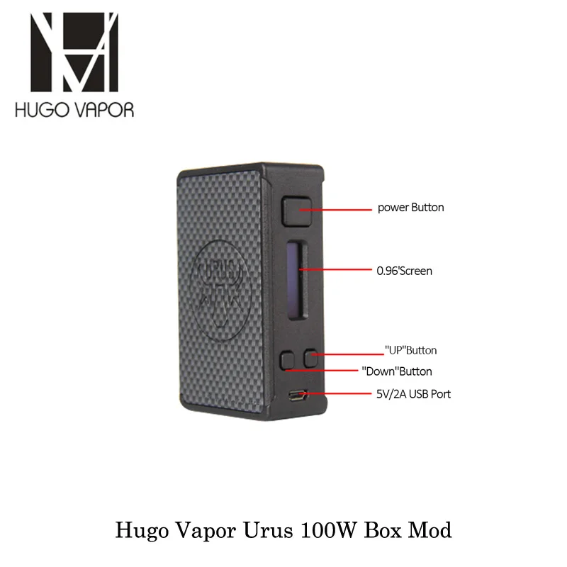 Электронные сигареты Hugo Vapor Урус 100 Вт Box Mod Vape создано Двойной 18650/20700/21700 батареи