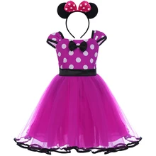 Милое Платье «Минни-Маус», для детей, для девочек, день рождения, вечеринка, фото съемки комплект одежды для девочек из 2 предметов с узором в горошек из тюля с Микки-Маусом Мышь нарядное Наряжаться
