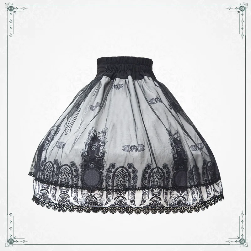Ретро стиль церковная печатная Панк Лолита юбка короткая готическая юбка со шнуровкой на талии