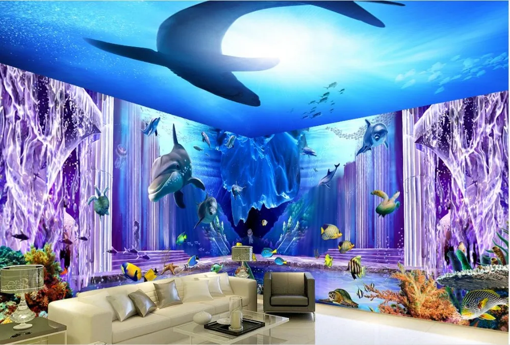 Get 3d Ceiling Murals Wallpaper Sea World Theme Underwater Palace HD Wallpaper 3d Ceiling Murals Wallpaper Sea World Theme Underwater Palace Free