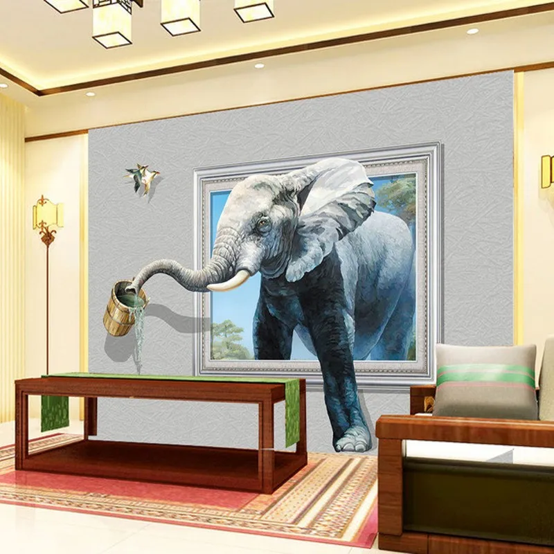 papel de parede Custom Wallpaper Wall Sticker Large Mural 3D Stereo Elephant Wallpaper TV Background Wall Background Painting