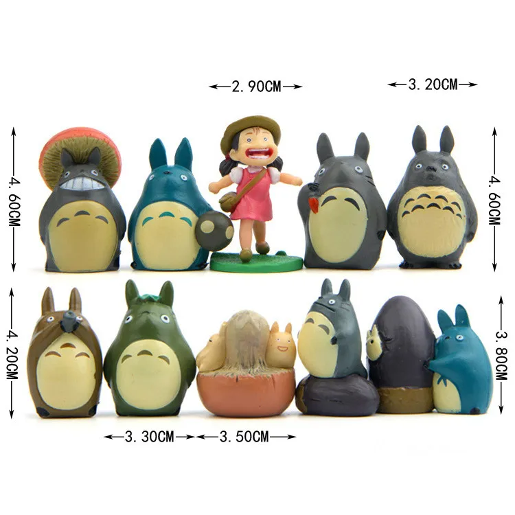 10 шт. Новые Фигурки My Neighbor Totoro Family 03 набор игрушек Chu Chibi Catbus декоративная