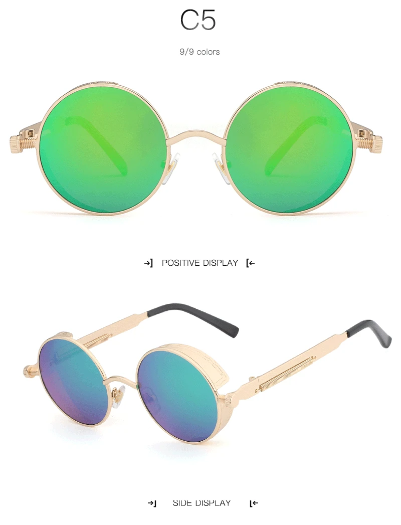 HDCRAFTER, стимпанк, солнцезащитные очки, Ретро стиль, для мужчин и женщин, фирменный дизайн, металлическая оправа, круглые, солнцезащитные очки, oculos de sol