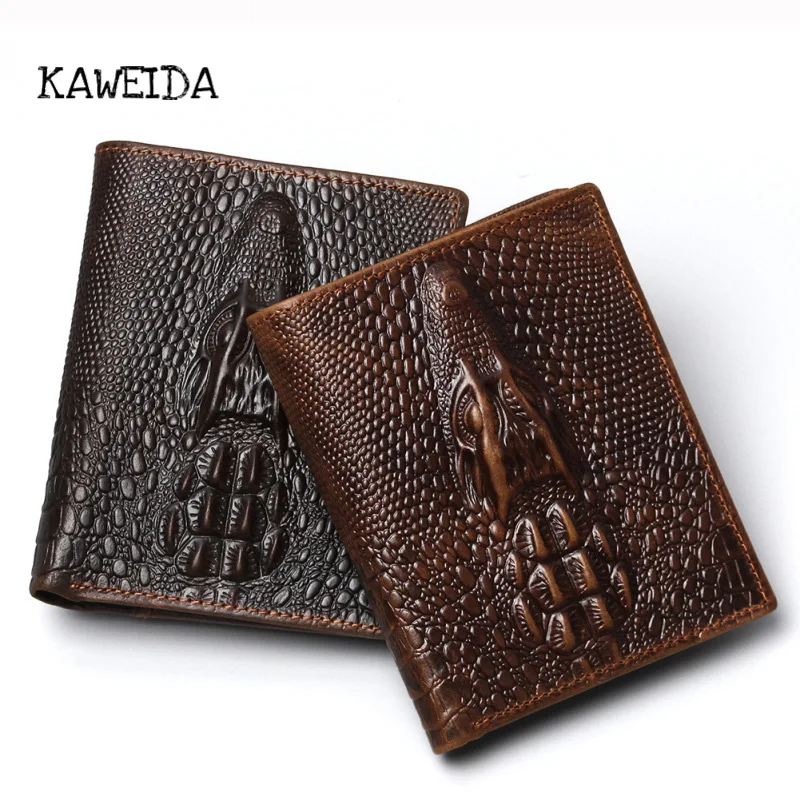 KAWEIDA Premium Genuine Leather Wallets For Men Premium Quality Classic Vintage Crocodile Bifold Card Carrier Purse Money Clip KAWEIDA Premium Genuine Leather Wallets For Men Premium Quality Classic Vintage Crocodile Bifold Card Carrier Purse Money Clip