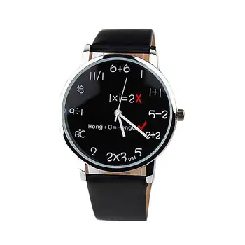 

Cute Fashion Funny PU Leather Quartz Wrist Watch Clock for Women Men Couple Counting Watch LL