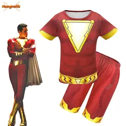 Shazam/костюмы для детей на Хэллоуин, костюм Billy Batson, косплей, костюм супергероя, боди-костюм, нарядное платье