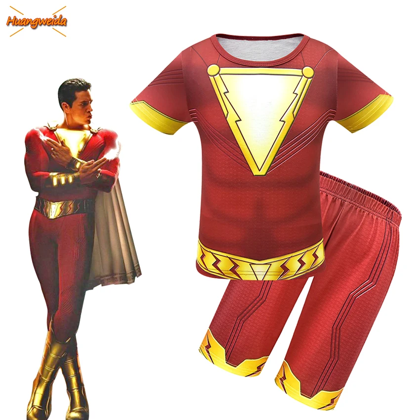 

Shazam Costumes kids Halloween Costume Billy Batson Cosplay Superhero Cosplay Costume Boys Bodysuit Fancy Dress