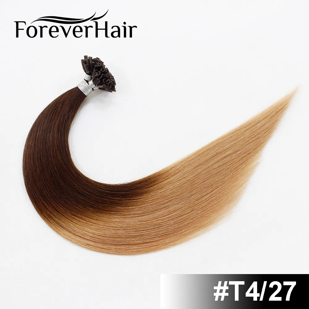 Forever Hair Professional DIY 0,5 г/локон 0,8 г/локон 1 г/локон 1,5 г/локон 2 г/локон 12-30 дюймов настоящие Remy кератиновые u-образные человеческие волосы с капсулой - Цвет: # T4/27