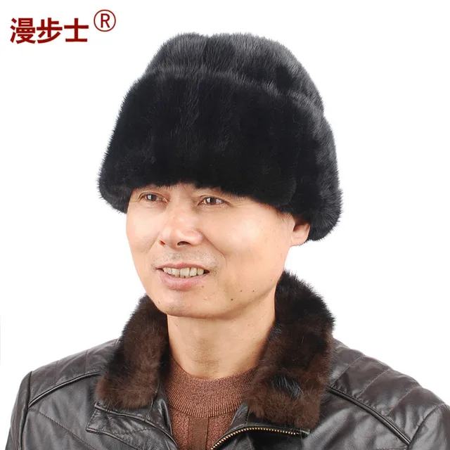 Cheap Male mink hat winter thermal quinquagenarian casual fur hat winter hat