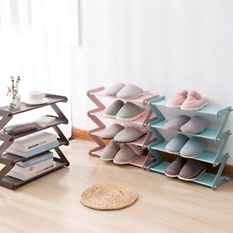 

"Z" Shape Stainless Steel Shoe Rack Shoe Tower Organizer Cabinet Entryway Stackable Storage Shelf Multi-layer Shoe Storage Rack