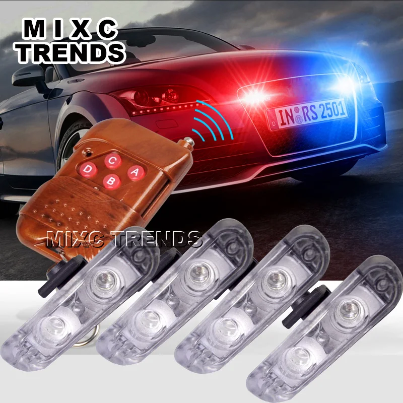 

4pcs/lot 2LED Ambulance Police light 3Mode controller Car Truck Light Flashing Firemen Lights DC 12V led Warning light