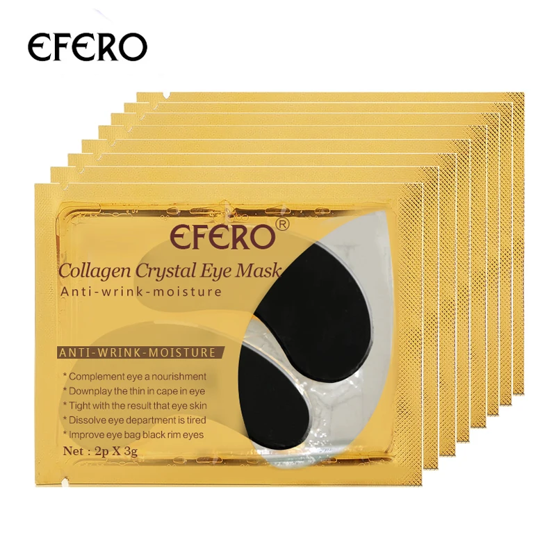 EFERO 5/8 пар черная коллагеновая кристальная маска для глаз, маска для лица гель глазные Пластыри для мешков под глазами, морщин! Убирает темные круги под глазами, подушечки для глаз уход за кожей