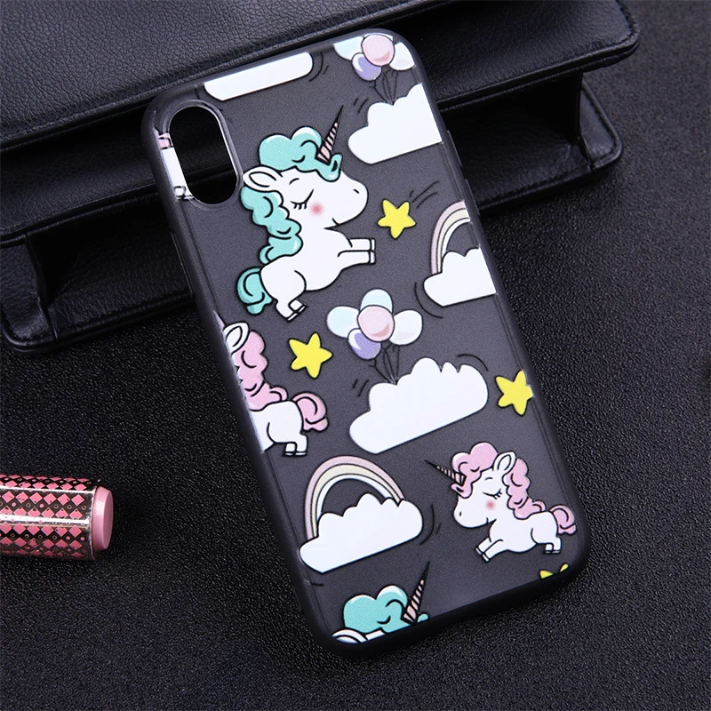 

Luxury Cartoon Unicorn Phone Case For iPhone X 6 6s 7 8 Plus XR MAX SE Matt Cases For iPhone XS Hard Silicone Back Cover