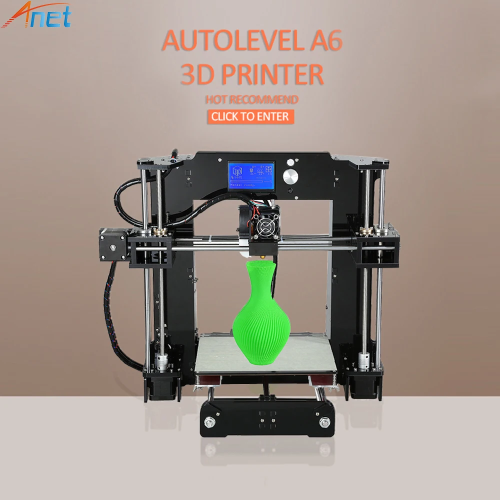 Anet Normal & autolevel A6 3D принтеры большой Размеры Reprap Prusa i3 DIY Kit с Бесплатная нить SD Card