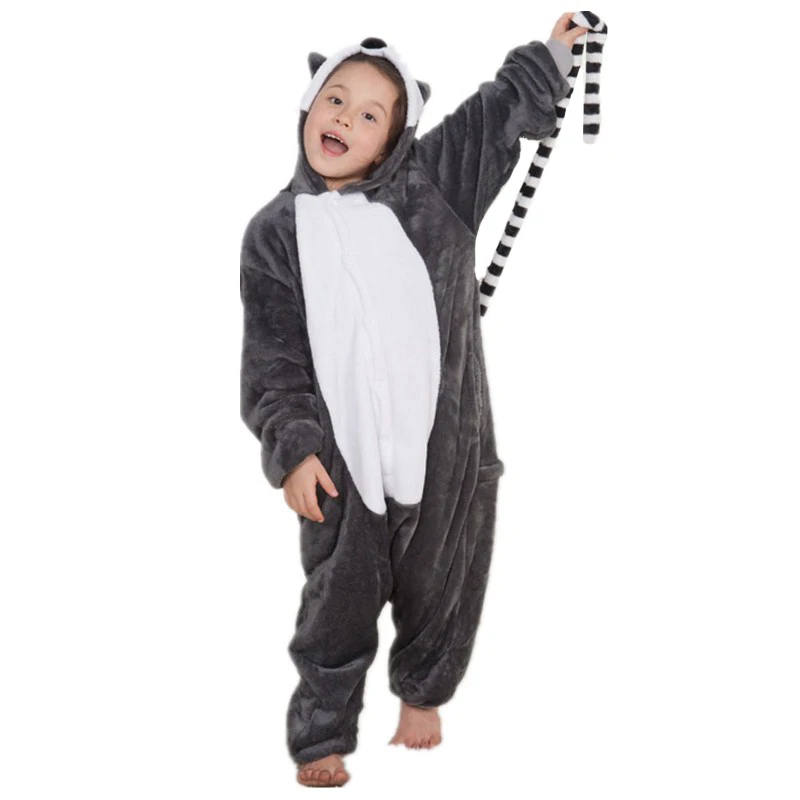 

Cute Lemur Monkey Kid Cosplay Kigurumi Oneise Funny Girl Carnival Animal Sleepwear Party Performance Jumpsuit Pajamas Costume