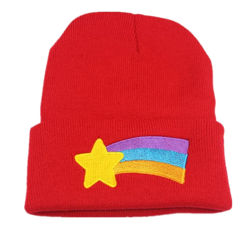 

Girls Women Winter Warm Hat Gravity Falls Dipper Mabel Pines Red Knit Beanie Shooting Star Anmation Nice Red Acrylic Hat