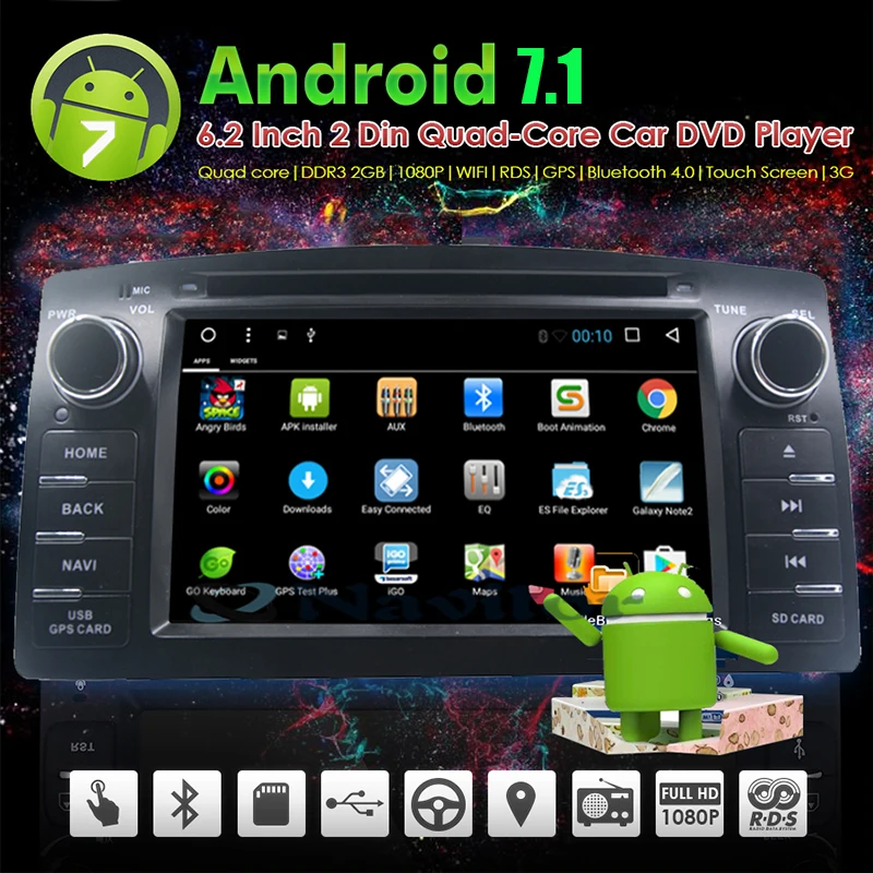 2 din android 9 0 автомобильный dvd gps для toyota corolla e120 byd f3 2003 2006 Радио с рулевым колесом wifi