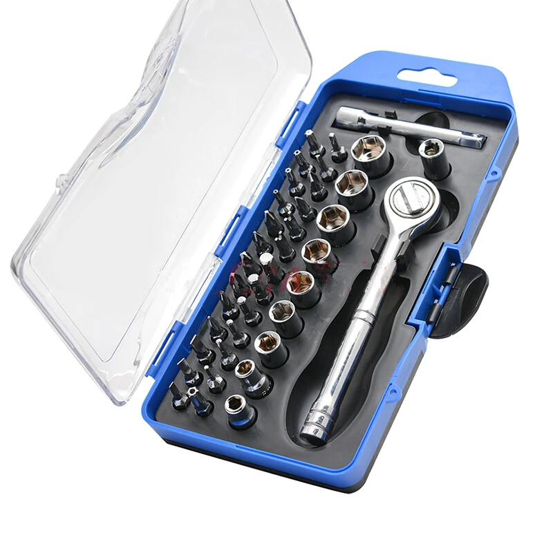 

38pcs/set Combination Tool Screw Bits Multi-functional Ratchet Screwdriver Hexagonal Wrench Sockets Home DIY Repairing Tools Kit