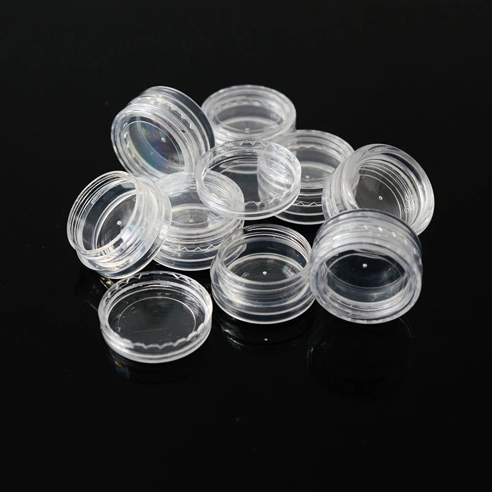 

SWEET TREND 7Pcs Transparent Empty Storage Jar Nail Rhinestone Crystal Beads Glitter Box Nail Manicure Tools Container LA409