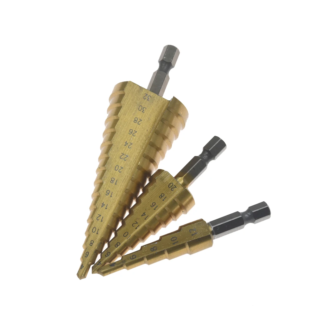 4 12mm 4 12mm 4 20mm Hss Steel Titanium Step Drill Bits Step Cone