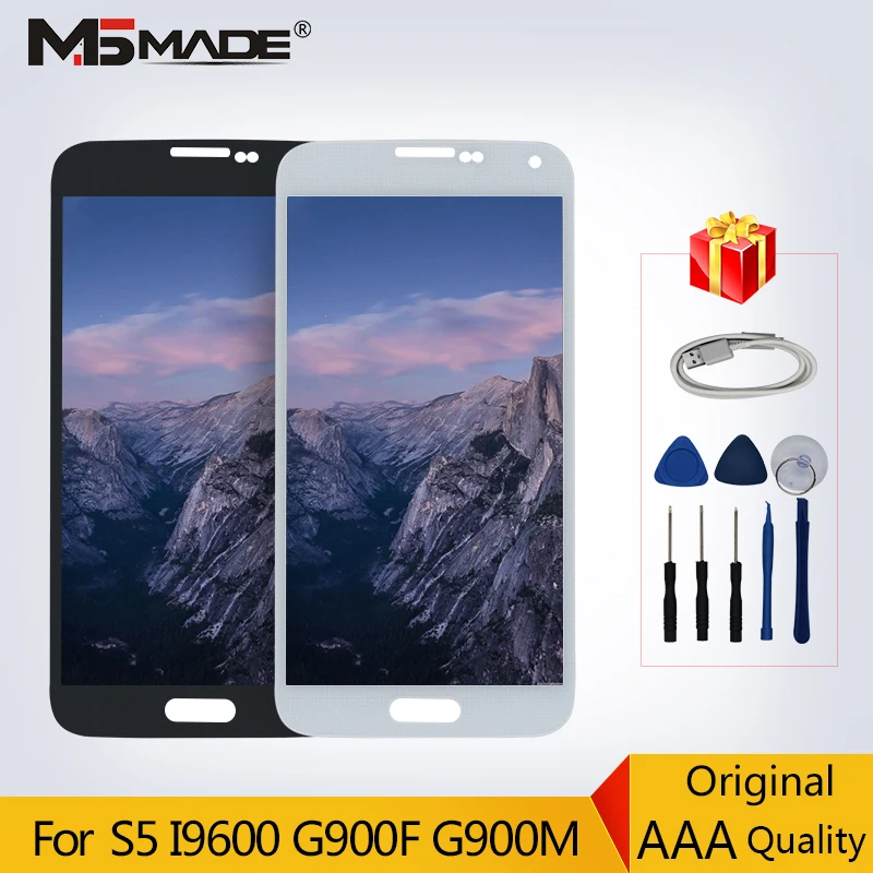 

Original LCDs For Samsung Galaxy S5 I9600 G900 G900F G900M SM-G900F LCD display Touch Screen Digitizal Replacement Parts
