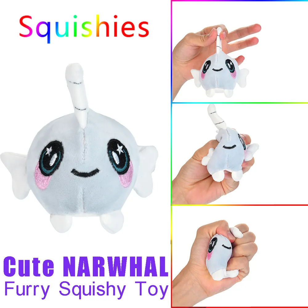 

Furry Squishies Narwhal Foamed Stuffed Slow Rising Toys Stress Relief Toy Props Puzzle plaything