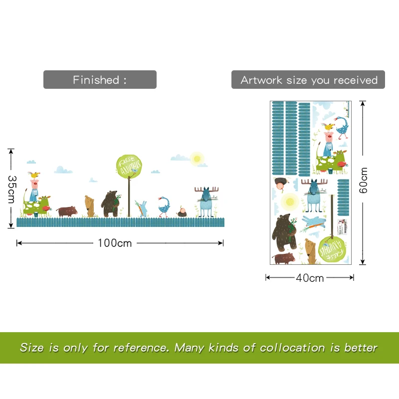 DICOR Brand Wall Stickers For Kids Rooms Nursery Kindergarten Vinyl Removable Wall Sticker Cartoon Animals Creative Decal QT714 DICOR Brand Wall Stickers For Kids Rooms Nursery Kindergarten Vinyl Removable Wall Sticker Cartoon Animals Creative Decal QT714