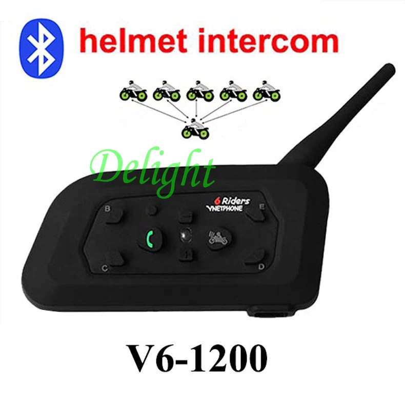 1 шт. новинка V6 шлем Интерком мотоциклетная bluetooth гарнитура рация 1200 м