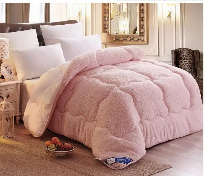 

Sheep fleence sanding keep warm wool winter quilts wool comforter white pink brown