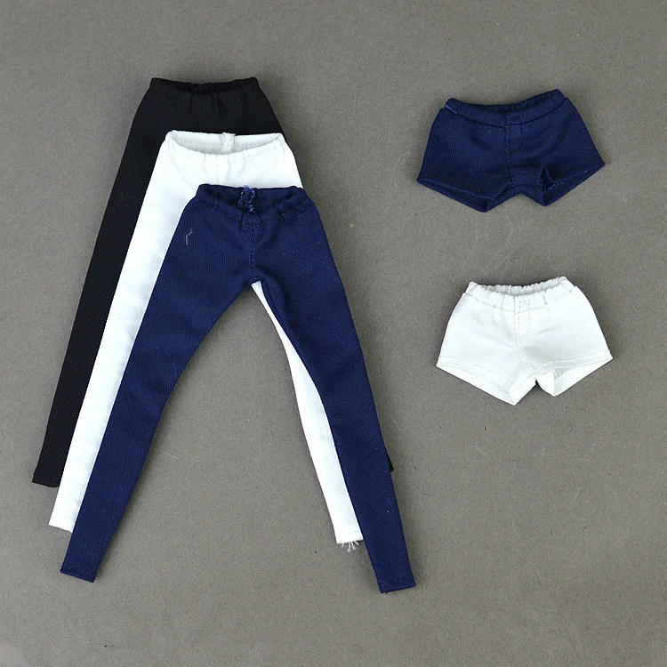 Милые микро-облегающие синие, черные, белые брюки разных стилей, брюки, шорты для кукол Барби 1/6