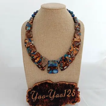 

N012808 19'' Mixed Color Sea Sediment Stone Graduated Necklace