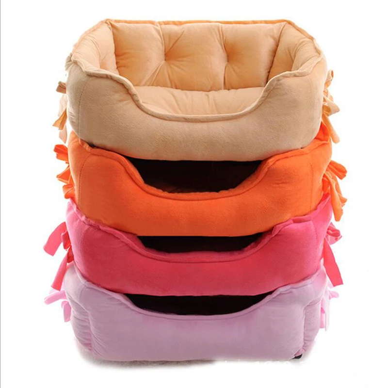 Best Lovely Pet Dog Cat Bed Bowknot Pet Kennel Soft Sofa Style Pet Dog Cushion Mat 4 Colors Size S L For Small Pets Cama Perro