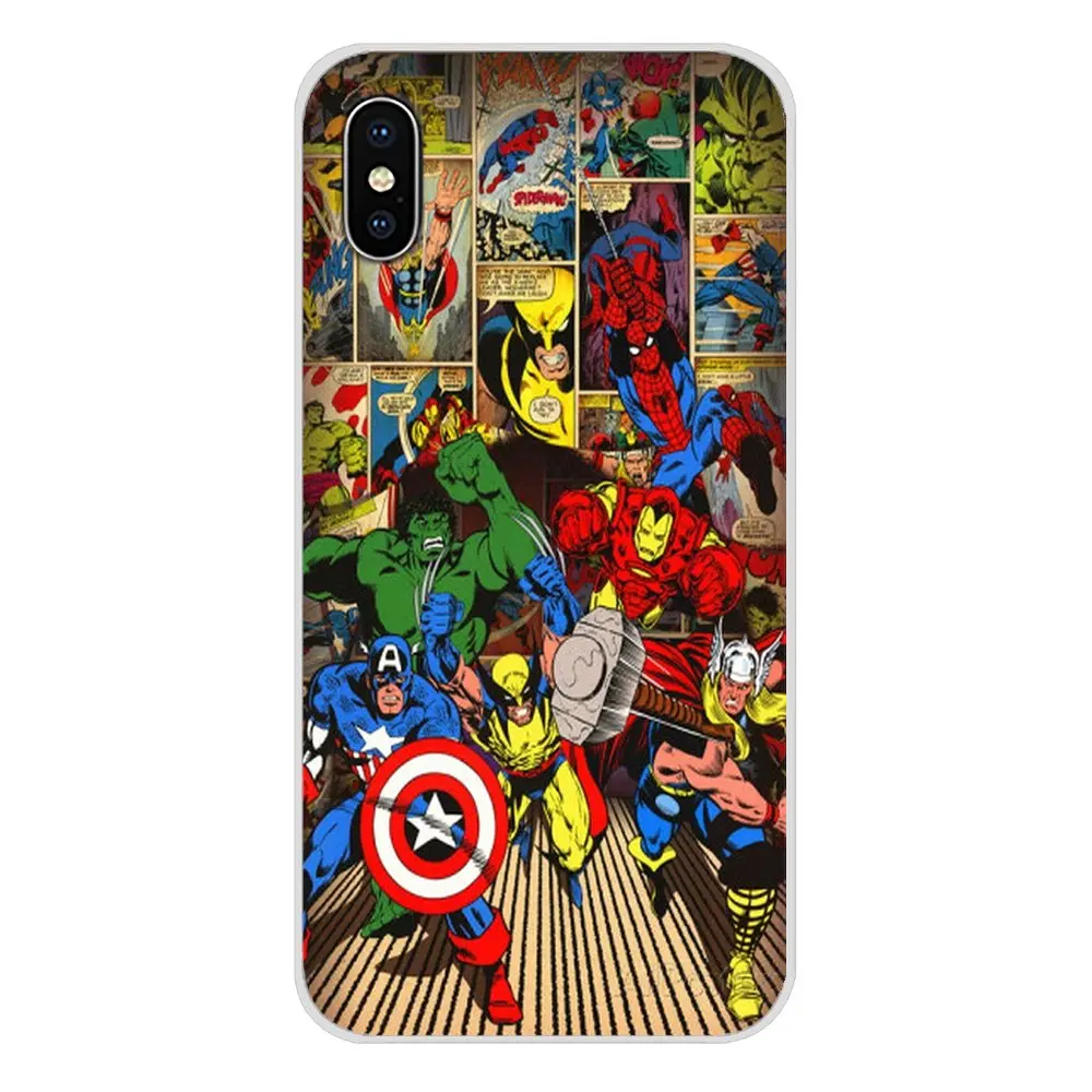 Мстители из комиксов Marvel супергерой коллажи чехол из ТПУ для Apple iPhone X XR XS MAX 4 4S 5 5S 5C SE 6 6S 7 8 Plus ipod touch 5 6