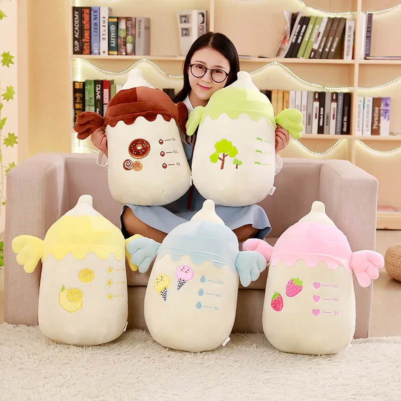 

48 Cm 2 In 1 Plush Feeding Bottle Pillow Soft Plush Pillow Air Conditioner Blanket Creative Toys For Children Home Decoration