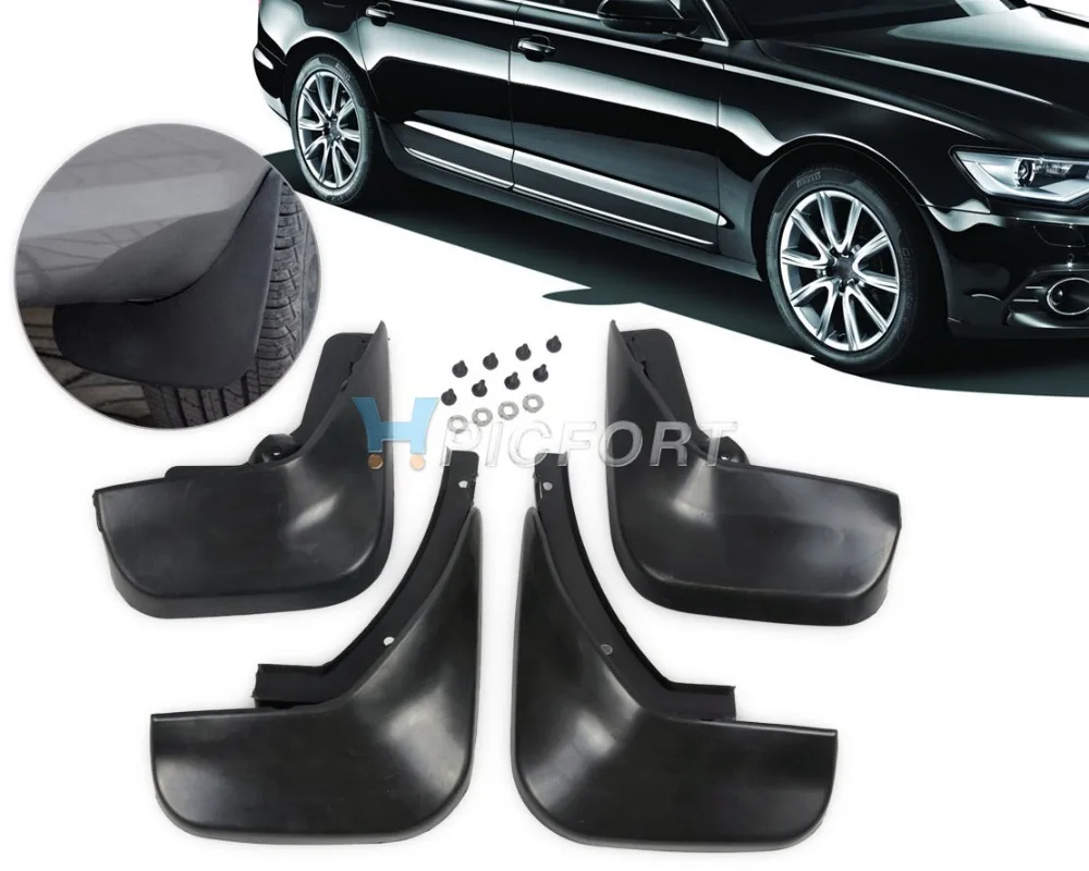 

CITALL New 4Pcs Mud Flaps Splash Guards Mudguard For Audi A6l A6 C6 Sedan 2006 2007 2008 2009 2010 2011 2012 2013 2014 Mudflaps