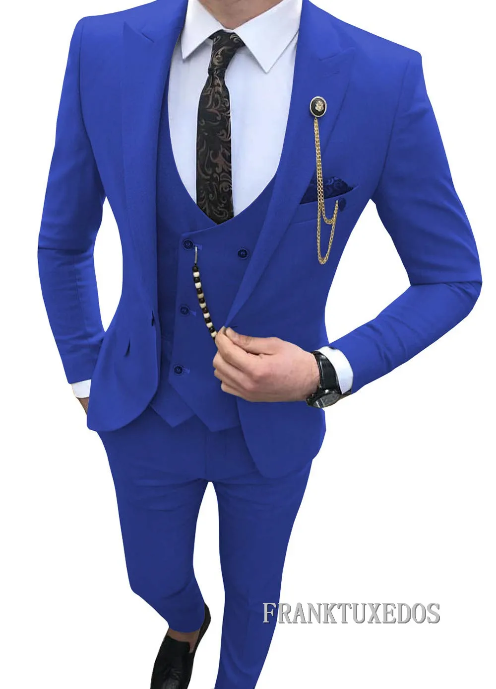 

Royal Blue Men Suit 3Pcs 2019 Formal Suit Mens Prom Wedding Bridegroom Tuxedos Slim Fit Mens Suits Set (Jacket+Pants+Vest)