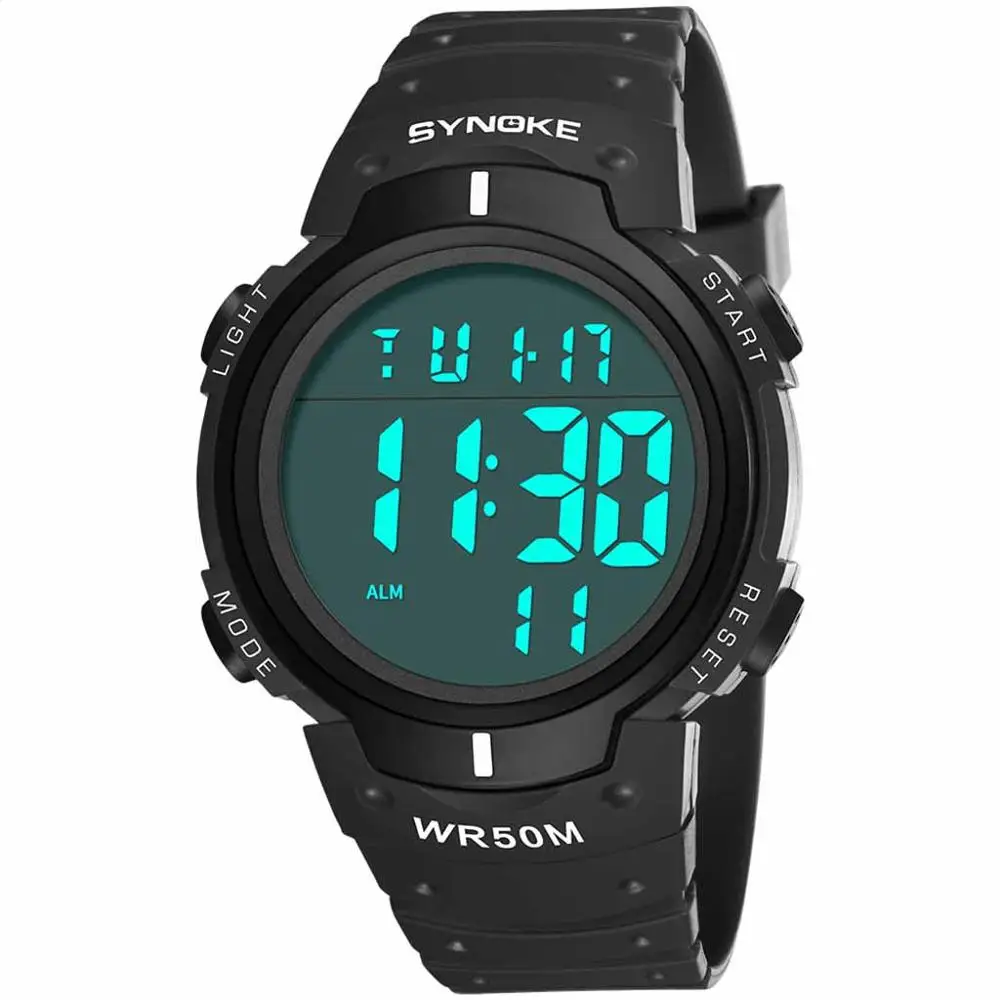 Мужские Цифровые спортивные часы светодиодный дисплей с большим лицом военные часы водонепроницаемые светящиеся секундомер простые часы relogio masculino - Цвет: B
