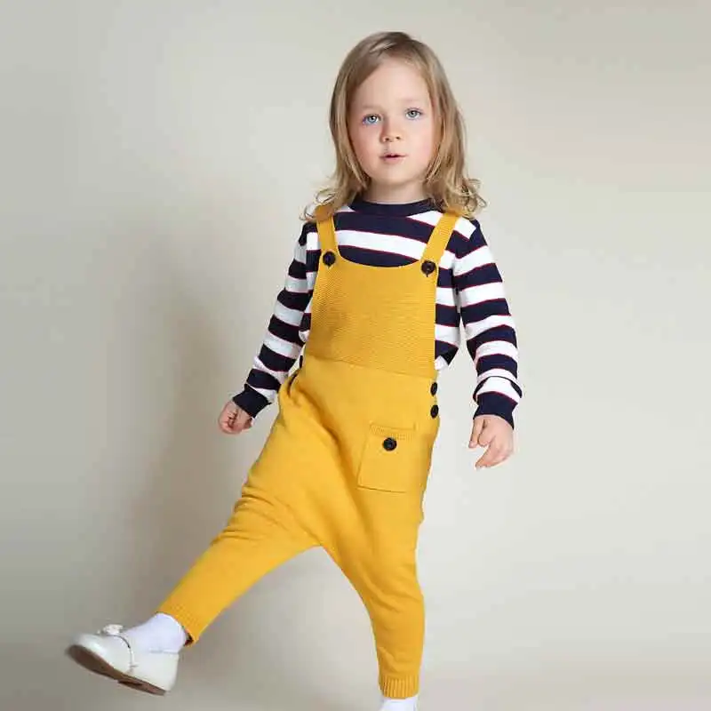 New Autumn Baby Girls Overalls Knit Cotton Boy Clothes Harem Pants Knit Kids Suspender Boy Girls Trousers 5 colors Jumpsuit  (3)