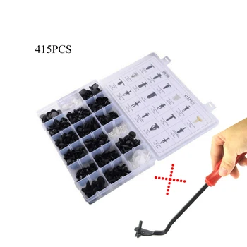 

1box 415PCS Plastic Car Rivets Fastener Fender Bumper Push Pin Clips 18 sizes Mixed Auto Fastener With Remover Tool for All Car