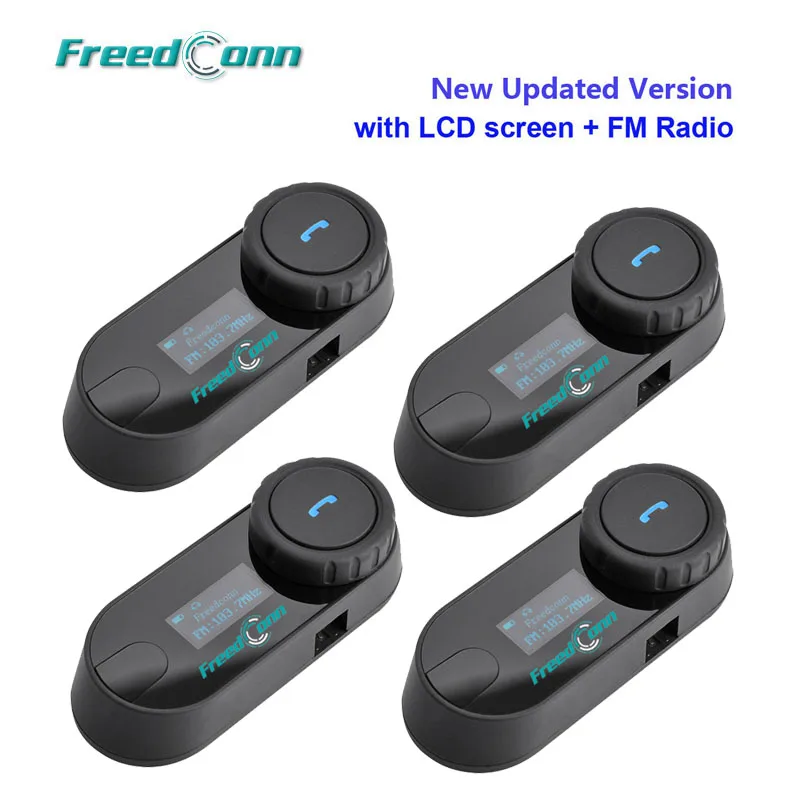 4 x FreedConn T COMSC W/Экран Bluetooth мотоцикл шлем гарнитура с FM радио Бесплатная