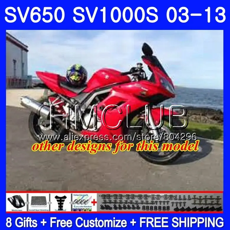 Красный Черный обтекателя Для SUZUKI SV650S SV 650S 03 09, 10, 11, 12, 13 лет, 28HM. 22 SV650 1000 S 1000 S SV1000S 2003 2009 2010 2011 2012 2013