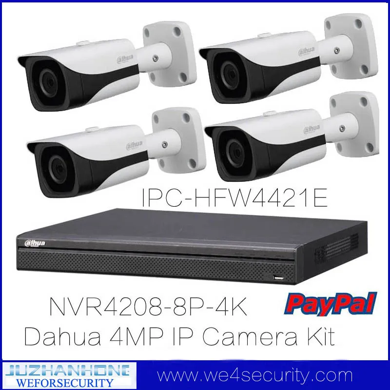 8 Channel Dahua 4MP IP Network IR Bullet Camera Kit 1080P POE IPC-HFW4421E NVR4208-8P-4K