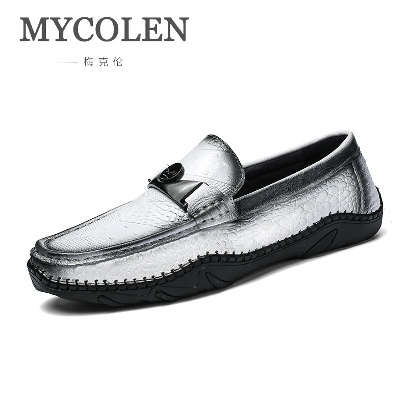 

MYCOLEN 2018 Hot Sale Slip On Men Casual Peas Shoes Luxury Designers Male Flat Leather Loafers Fashion Soft Mans Footwear