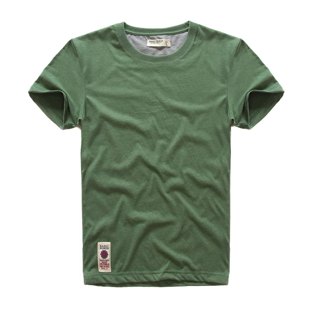 VOMINT hot sale New short sleeve men solid t-shirt o-neck soft solid cotton elastic breathable men half-sleeved t-shirt 4 Color